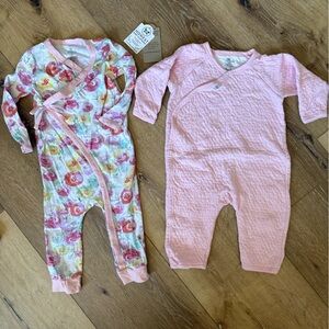 Bundle (2) Organic Cotton One Pieces by Honest Co., 9-12 Mths, Worn Twice, VGUC